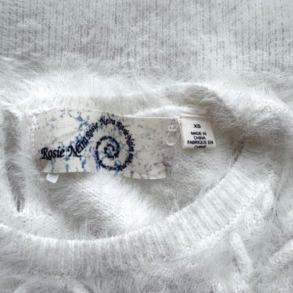 Anthropologie White Fluffy Sweater Size XS by Rosie Neim - Picture 6 of 8